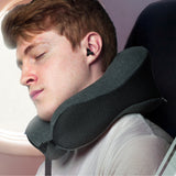 Travel Neck Pillow , Soft and Comfortable Memory Foam Cushion, Head & Chin Contour Support, Machine Washable 100% Cotton Cover for Traveling Flying Airplane Car Bus