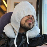 Soft Comfortable Hooded Neck Travel Pillow U Shape Airplane Neck Support Cushion with Hoodie