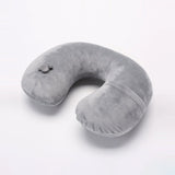 Neck Pillow Flocking Plush Fabric Cover Inflatable Outdoor Travel Cushion U-Shaped Accessories