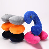 Neck Pillow Flocking Plush Fabric Cover Inflatable Outdoor Travel Cushion U-Shaped Accessories